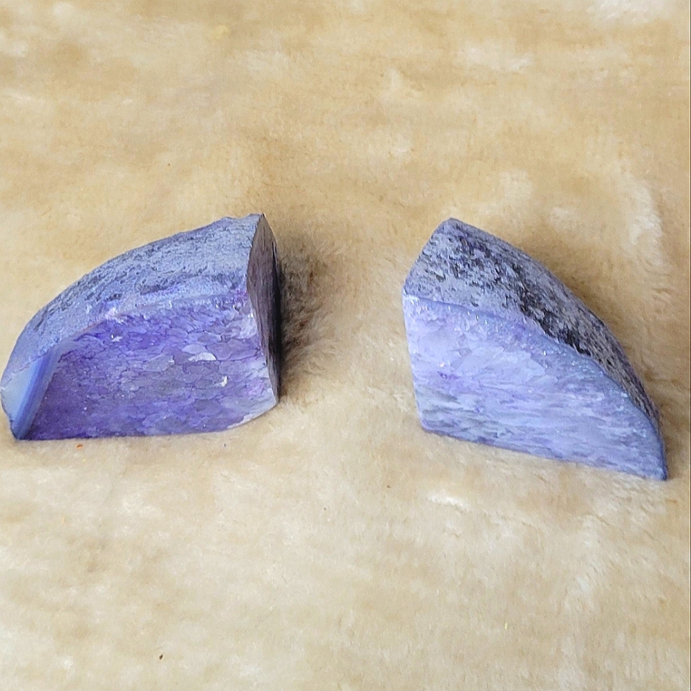 Vibrant Agate Bookend Pair Geode Grounding Home Decor energy improving BEAUTIFUL